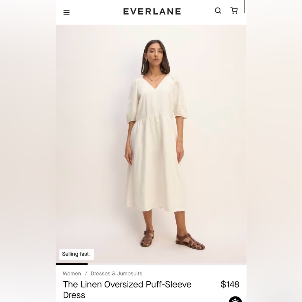NWOT Everlane Linen midi dress in navy